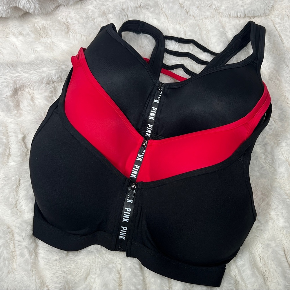 Victoria’s Secret PINK ultimate zip front sports bra NWOT